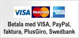 Betala med VISA/MasterCard, PayPal, faktura, PlusGiro, Swedbank