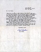 1960, October 19 letter to Joe Cowles