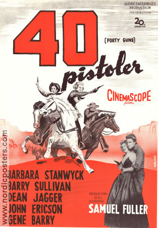 40 pistoler 1957 poster Barbara Stanwyck Barry Sullivan Dean Jagger Samuel Fuller