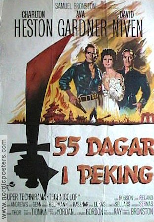 55 dagar i Peking 1963 poster Charlton Heston Ava Gardner David Niven Nicholas Ray Asien