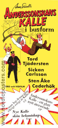 Anderssonskans Kalle i busform 1973 poster Sickan Carlsson Sten Åke Cederhök Tord Tjädersten Arne Stivell Affischkonstnär: BOWEN Från serier
