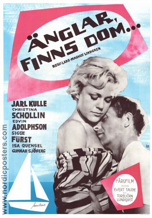 Änglar finns dom 1961 poster Christina Schollin Jarl Kulle Edvin Adolphson Lars-Magnus Lindgren Filmbolag: Sandrews Romantik
