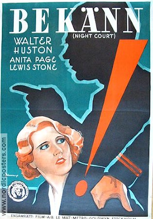 Bekänn 1933 poster Walter Huston Anita Page Eric Rohman art