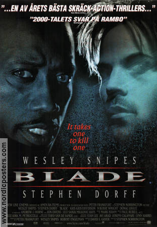 Blade 1998 poster Wesley Snipes Stephen Dorff Kris Kristofferson Stephen Norrington