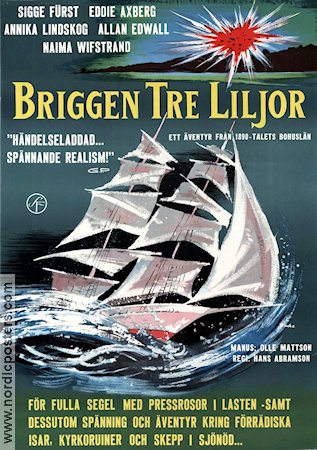 Briggen Tre Liljor 1962 poster Sigge Fürst Skepp och båtar