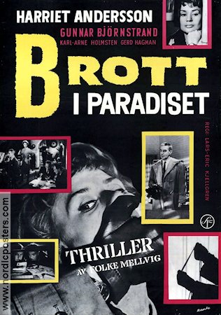 Brott i paradiset 1959 poster Harriet Andersson Gunnar Björnstrand Folke Mellvig