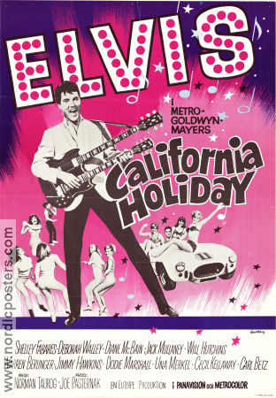 California Holiday 1966 poster Elvis Presley Shelley Fabares Diane McBain Norman Taurog Rock och pop Musikaler Bilar och racing