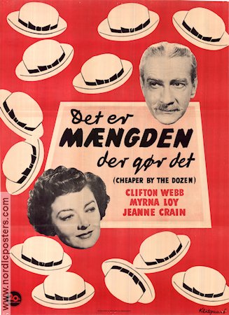 Cheaper by the Dozen 1950 poster Clifton Webb Myrna Loy