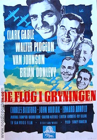 De flög i gryningen 1949 poster Clark Gable Walter Pidgeon Flyg