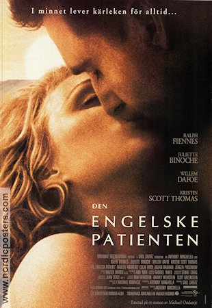 Den engelske patienten 1997 poster Ralph Fiennes Juliette Binoche Willem Dafoe Kristin Scott Thomas Anthony Minghella Romantik