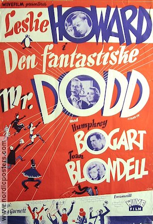 Den fantastiske Mr Dodd 1937 poster Leslie Howard Humphrey Bogart Joan Blondell
