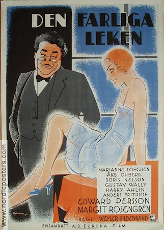 Den farliga leken 1933 poster Edvard Persson Marianne Löfgren