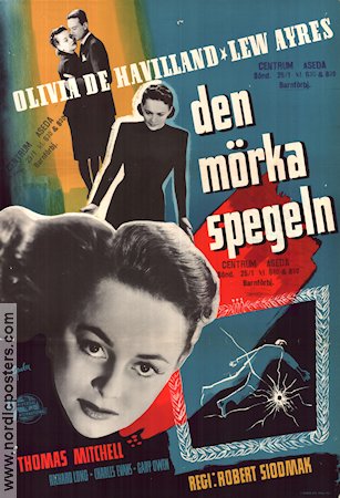 Den mörka spegeln 1946 poster Olivia de Havilland Lew Ayres Film Noir