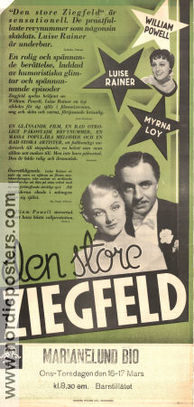 Den store Ziegfeld 1936 poster William Powell Myrna Loy Luise Rainer Robert Z Leonard Musikaler