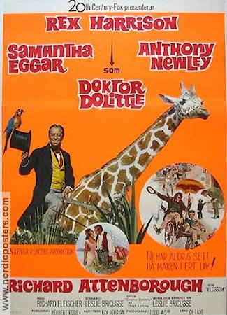 Doktor Dolittle 1967 poster Rex Harrison Anthony Newley Samantha Eggar Musikaler