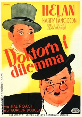 Doktorn i dilemma 1939 poster Oliver Hardy Harry Langdon Billie Burke Gordon Douglas Eric Rohman art