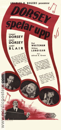 Dorsey spelar upp 1947 poster Tommy Dorsey Paul Whiteman Janet Blair Alfred E Green Jazz