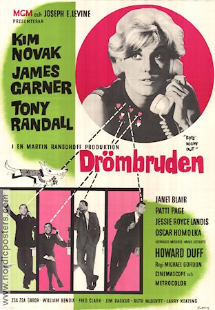 Drömbruden 1962 poster Kim Novak James Garner Michael Gordon Telefoner