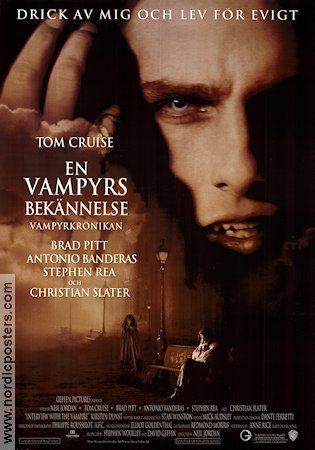 En vampyrs bekännelse 1994 poster Brad Pitt Tom Cruise Christian Slater Kirsten Dunst Neil Jordan