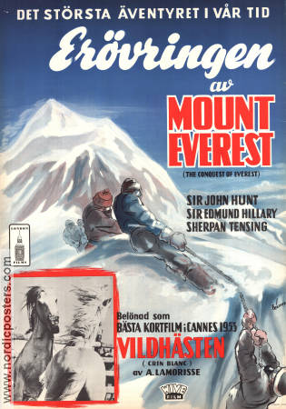 Erövringen av Mount Everest 1953 poster Edmund Hillary Sherpan Tensing Dokumentärer Berg