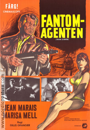 Fantomagenten 1965 poster Jean Marais Marisa Mell Gerard Tichy Gilles Grangier Tåg Damer Agenter