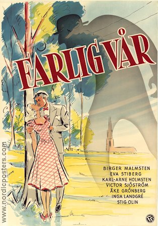 Farlig vår 1949 poster Karl-Arne Holmsten Birger Malmsten Jan Molander Eva Stiberg Arne Mattsson