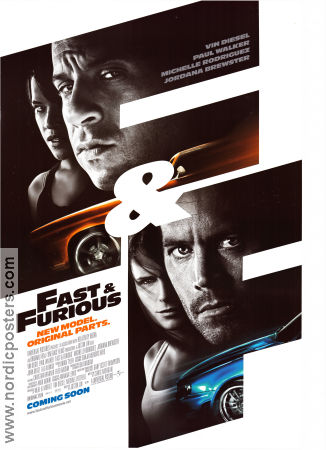 Fast and Furious 4 2009 poster Paul Walker Vin Diesel Michelle Rodriguez Jordana Brewster Bilar och racing