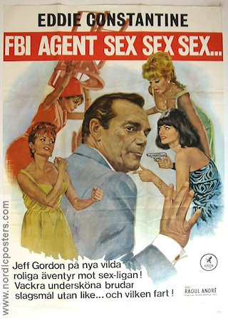 FBI agent sex sex sex 1965 poster Eddie Constantine Agenter Damer Poliser