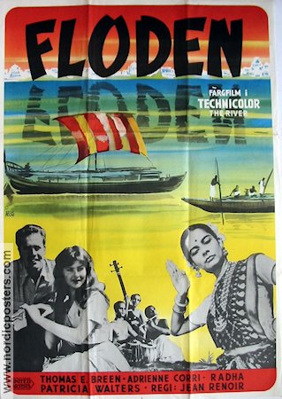 Floden 1951 poster Jean Renoir Filmen från: India Skepp och båtar