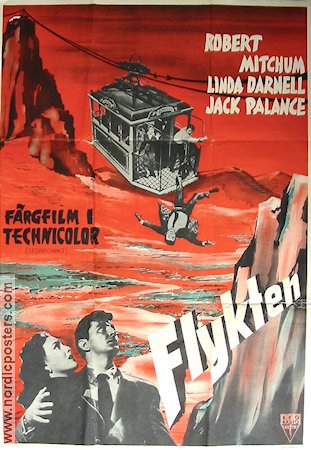 Flykten 1954 poster Robert Mitchum Linda Darnell Berg