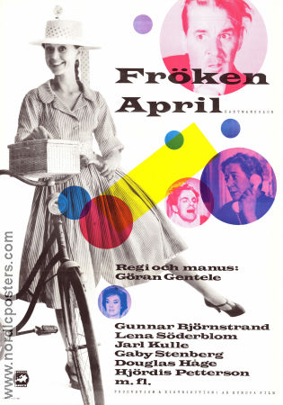 Fröken april 1958 poster Lena Söderblom Gunnar Björklund Jarl Kulle Gaby Stenberg Göran Gentele Cyklar