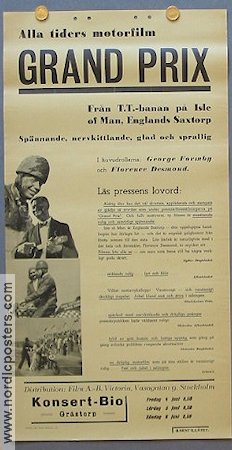 Grand Prix Isle of Man 1935 poster George Formby Monty Banks Motorcyklar