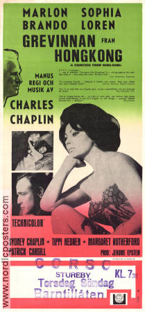 Grevinnan från Hong Kong 1967 poster Sophia Loren Marlon Brando Tippi Hedren Charles Chaplin