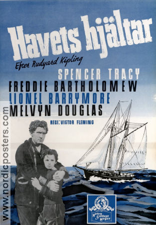 Havets hjältar 1937 poster Spencer Tracy Freddie Bartholomew Victor Fleming Text: Rudyard Kipling Skepp och båtar