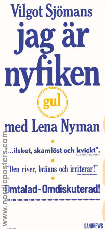Jag är nyfiken gul 1967 poster Lena Nyman Börje Ahlstedt Peter Lindgren Marie Göranzon Vilgot Sjöman Kultfilmer Politik