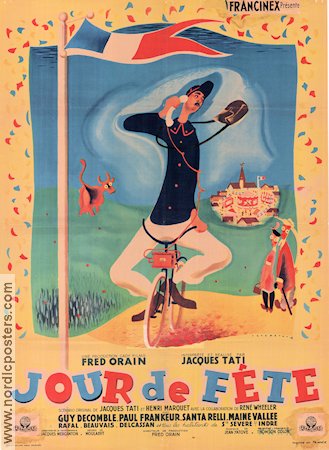 Jour de fete 1949 poster Guy Decomble Jacques Tati Affischkonstnär: Rene Peron Cyklar