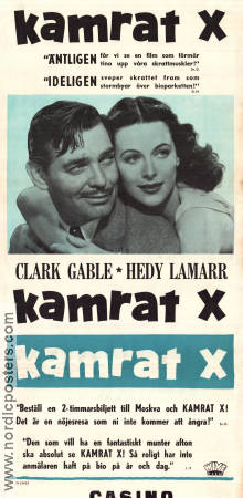 Kamrat X 1940 poster Clark Gable Hedy Lamarr Oskar Homolka King Vidor