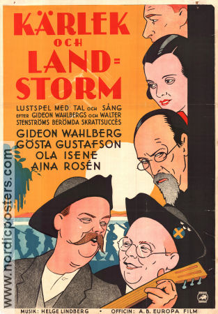 Kärlek och landstorm 1931 poster Gideon Wahlberg Gösta Gustafson Ola Isene Aina Rosén Schamyl Bauman