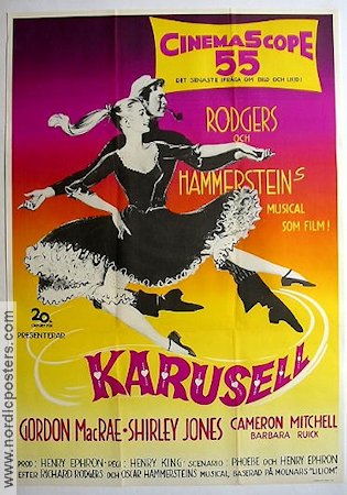 Karusell 1956 poster Gordon MacRae Shirley Jones Musik: Rodgers and Hammerstein Dans Musikaler
