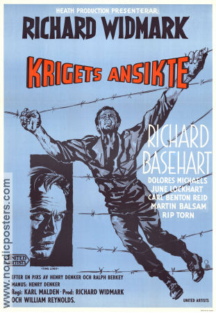 Krigets ansikte 1957 poster Richard Widmark Richard Basehart Karl Malden Krig