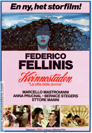 Kvinnostaden 1980 poster Marcello Mastroianni Anna Prucnal Bernice Stegers Federico Fellini