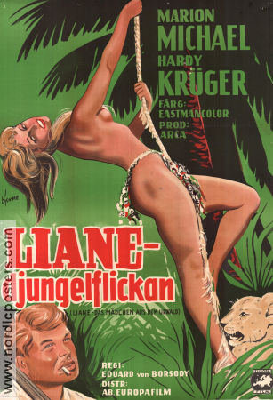 Liane djungelflickan 1956 poster Marion Michael Hardy Krüger Irene Galtger Eduard von Borsody Hitta mer: Tarzan Damer
