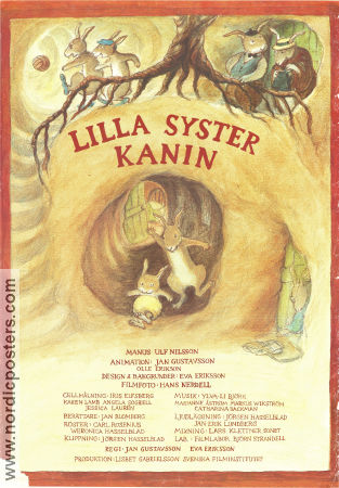 Lilla syster kanin 1988 poster Jan Blomberg Jan Gustavsson Text: Ulf Nilsson Animerat