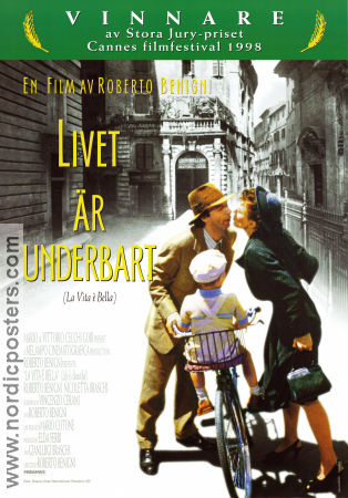Livet är underbart 1997 poster Nicoletta Braschi Giorgio Cantarini Roberto Benigni Romantik Cyklar Barn