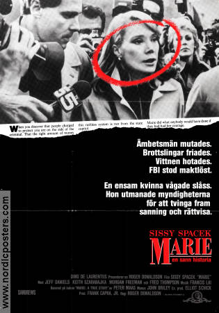 Marie 1985 poster Sissy Spacek Jeff Daniels Keith Szarabajka Roger Donaldson