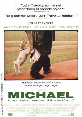 Michael 1996 poster John Travolta Andie MacDowell William Hurt Nora Ephron Hundar Romantik