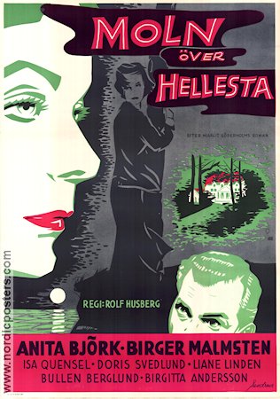 Moln över Hellesta 1956 poster Anita Björk Birger Malmsten Isa Quensel Birgitta Andersson Rolf Husberg Filmbolag: Sandrews Konstaffischer