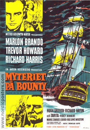 Myteriet på Bounty 1962 poster Marlon Brando Trevor Howard Richard Harris Lewis Milestone Skepp och båtar
