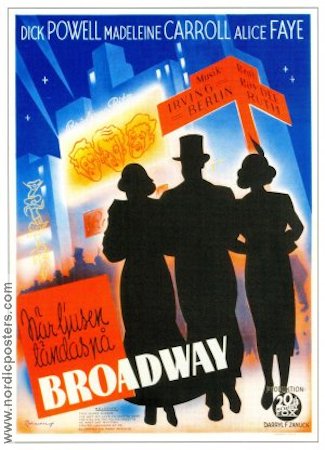 När ljusen tändas på Broadway 1937 poster Dick Powell Madeleine Carroll
