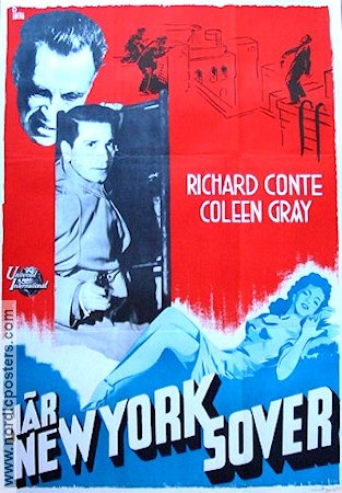 När New York sover 1950 poster Richard Conte Coleen Gray Film Noir
